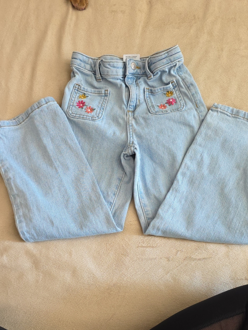 jumping beans Light Blue Denim Jeans with Floral Embroidered Pockets